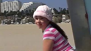 Sweet Teen Little April Beach Walk and Relax