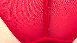 Mrs Mature Feet Red Bra & Panties 436