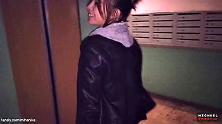 Fucking in a public place and walking around with cum on her panties