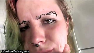 Horny pissing emo girls gets humiliated in front of the