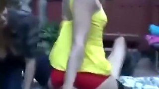 Femdom cfnm girls in the garden