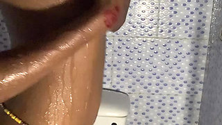 Hot ebony babe alone time in the bathroom