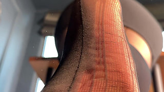 Watch Me Tease You with My Ripped Nylon Feet Through the Glass