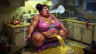 Very Pregnant BBW Smoking While Peeing - Big Belly & Dripping Pussy