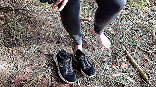 Naked at the stand the tits spanked