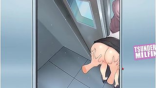 Tsundere Milfin [ Hentai Game ] Ep.2 Licking My Boss Ass In The Elevator - Car Toon