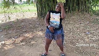 African Ebony Sexy Black Girl Dances in Public with Laughter