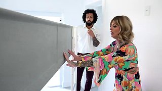 Naughty wife bangs her assistants big black cock