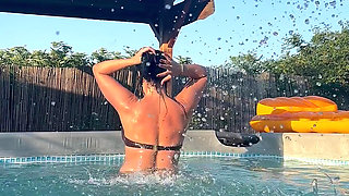 Sexy Pool Tease in a Tiny Bikini