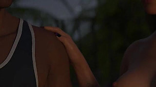 Dominos Beach 25 - Christie's Striptease for John in Front of Nikki & Scarlett While He Presses Her Boobs