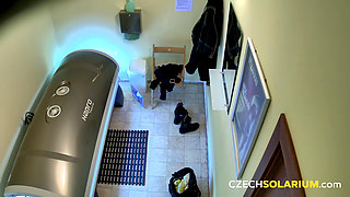 Czech Solarium 73: Tanned Chick Strips Down for the Cameras