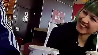 Horny teen Eris approached at the diner and taken home to fuck