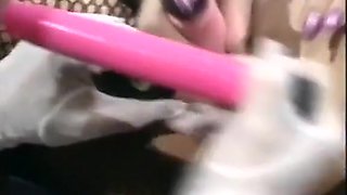 Big titted lez with a lot of toys.