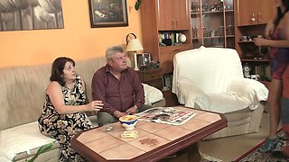 Old lesbian granny seduce sons gf into 3some