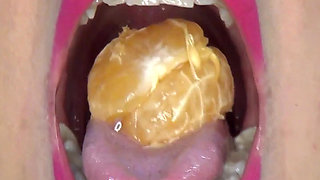 Hot Fun Swallowing Big Tangerines