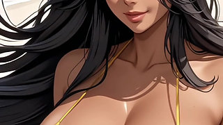 cartoon Indian desi girls bikini on beach (Ai models)