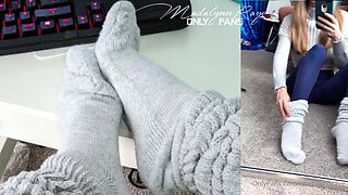 Busty blonde in foot fetish porn