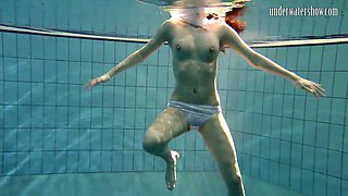 Pale skin fairytale teen cutie all naked under water