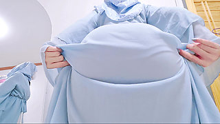 POV: Hijabi Girl with Elegant Blue Abaya Tease