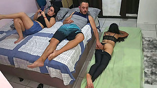 Hotwife shares a room with her friend and gets a wild threesome