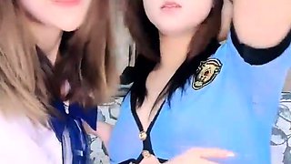 Japanese teen pussy pleased through panties
