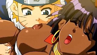 Anime ebony taking white cock hardcore