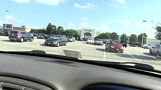 Naughty blonde teen delivers a fabulous blowjob in the car