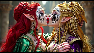 Beautiful Elves Princess Kissing, Ai Animation