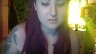 Emo girl with big boobies strokes and sucks the small penis of her partner