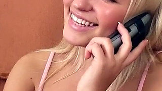 Stepdad seduce blonde skinny teen Britney to fuck with him