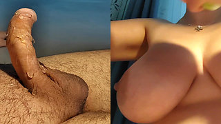 New Close up Format Video! Toch Young Perfect Boobs While Stepsister Jerk off My Penis. Huge Cumshot