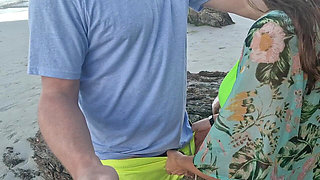 Blowjob on Beach and Cumshot on Tits