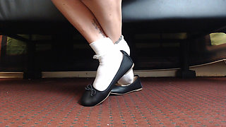 Dainty ruffled socks ballet flats