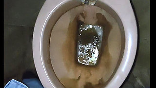 Masturbating in toilet and big cumshot