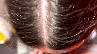 Public Restroom Blowjob with a Mysterious Brunette