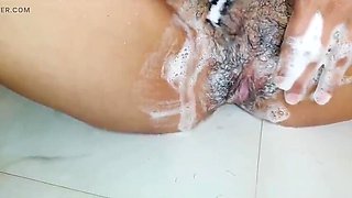 Shaving My Wet Pussy and Peeing on It - Horny Amateur Girl
