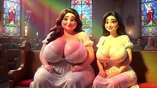 Two Curvy Brunette Women Secretly Milk Each Other in Church During Private Moment Ai Generated