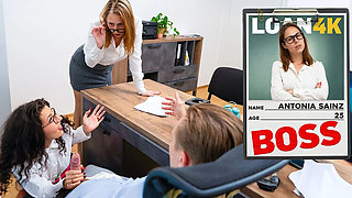 Boss Catches Clerk Fucking In Office And Joins Hardcore Sex