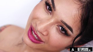 Close-Up of Petite Avery Black Getting Pounded Deep and Creampied by Hung Stud Jayden Marcos During Passionate Standing