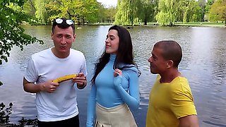 Charlie and Matt pound Briseida's tight ass in a sizzling MMF threesome