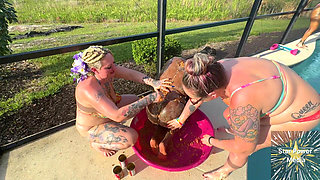 Messy Bean Play Four Hot Girls Squish Beans All Over Their Curves and Dare You to Lick Them Clean