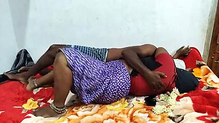 Tamil housewife Santhi89 hot homemade fucking in bed with big natural boobs and lovely pussy sucking