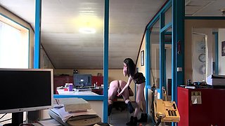 Office babe licking her boss's asscrack
