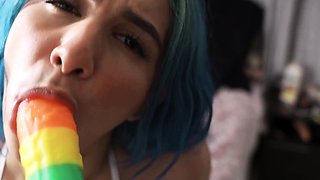 girl is caught masturbating and does an anal show because