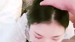 Innocent chinese girl give a good blowjob