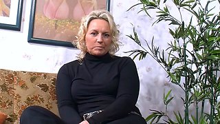 Chubby blonde German housewife tries sex casting