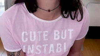 Cute teen Daisy Love POV blowjob cum swallow