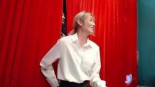 Sexy Blonde Taiwan Girl Dealer Fucks Three Guys at Work