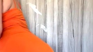 Brunette solo darling masturbating at home