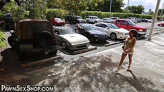 Pawnshop slut fucked in doggystyle by BWC in meeting room